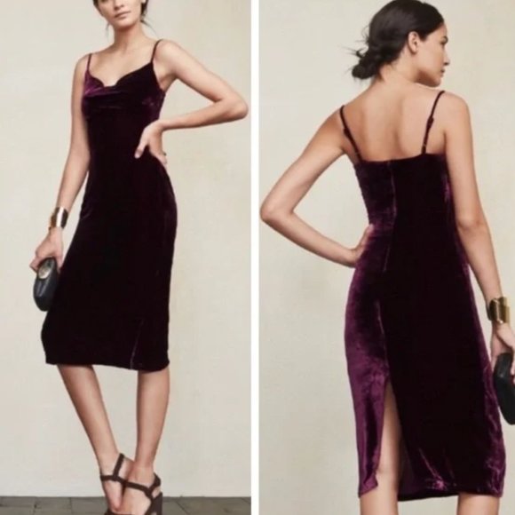 Reformation Dresses & Skirts - Like New Reformation Winston Dress in Burgundy Velvet | Size XS